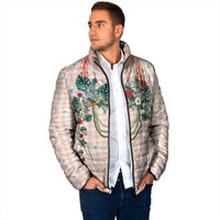 Peach Hawaiian Palaka Padded Jacket Kukui Nut Money Lei - Polynesian Pride