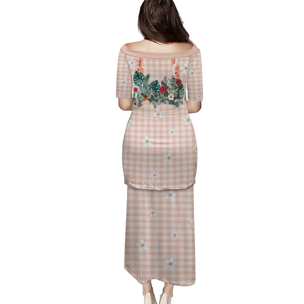 Peach Hawaiian Palaka Puletasi Kukui Nut Money Lei - Polynesian Pride