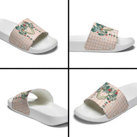 Peach Hawaiian Palaka Slide Sandals Kukui Nut Money Lei - Polynesian Pride