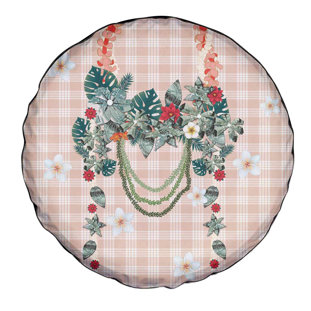 Peach Hawaiian Palaka Spare Tire Cover Kukui Nut Money Lei - Polynesian Pride
