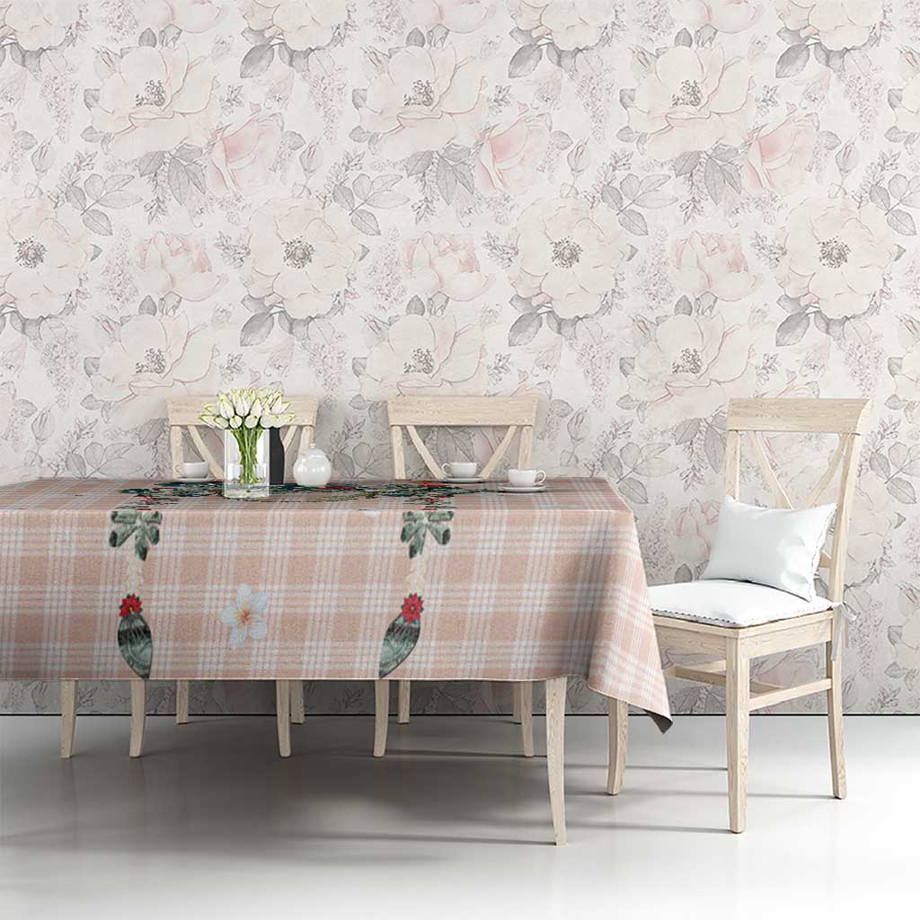 Peach Hawaiian Palaka Tablecloth Kukui Nut Money Lei - Polynesian Pride