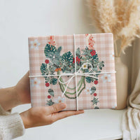 Peach Hawaiian Palaka Wrapping Paper Kukui Nut Money Lei - Polynesian Pride