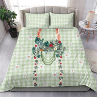 Sage Green Hawaiian Palaka Bedding Set Kukui Nut Money Lei - Polynesian Pride