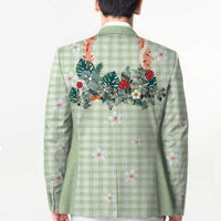 Sage Green Hawaiian Palaka Blazer Kukui Nut Money Lei - Polynesian Pride