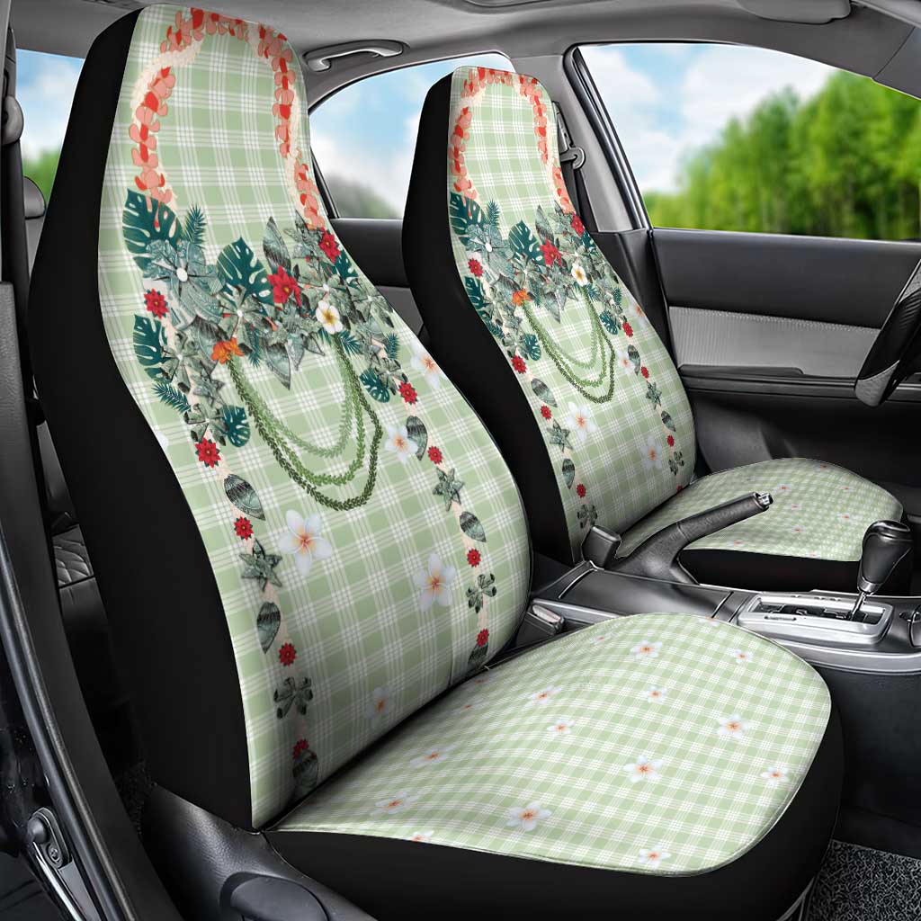 Sage Green Hawaiian Palaka Car Seat Cover Kukui Nut Money Lei - Polynesian Pride