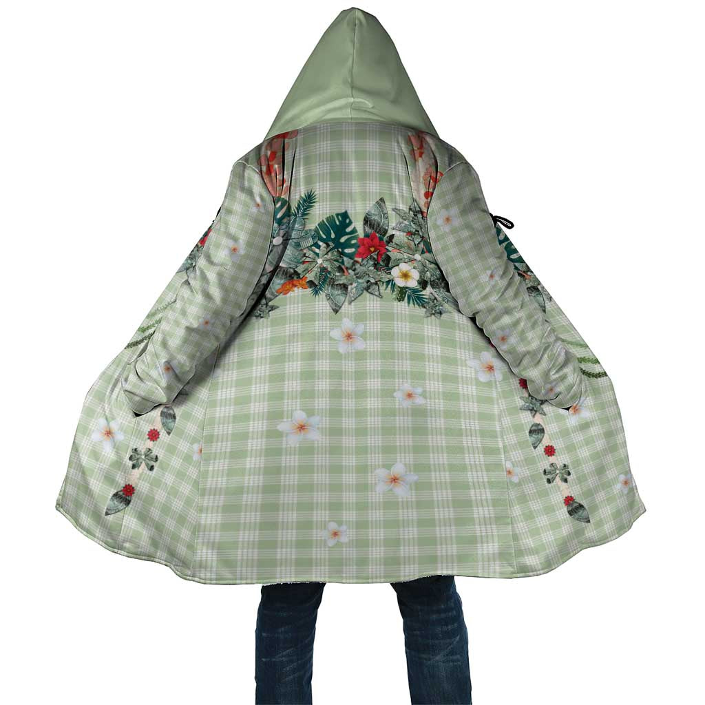 Sage Green Hawaiian Palaka Cloak Kukui Nut Money Lei - Polynesian Pride