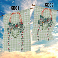 Sage Green Hawaiian Palaka Garden Flag Kukui Nut Money Lei - Polynesian Pride