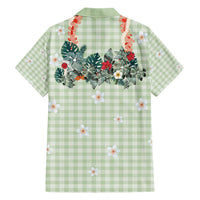 Sage Green Hawaiian Palaka Hawaiian Shirt Kukui Nut Money Lei - Polynesian Pride