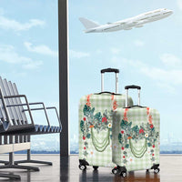 Sage Green Hawaiian Palaka Luggage Cover Kukui Nut Money Lei - Polynesian Pride