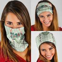 Sage Green Hawaiian Palaka Neck Gaiter Kukui Nut Money Lei - Polynesian Pride