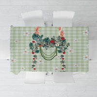 Sage Green Hawaiian Palaka Tablecloth Kukui Nut Money Lei - Polynesian Pride