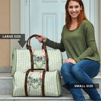 Sage Green Hawaiian Palaka Travel Bag Kukui Nut Money Lei - Polynesian Pride