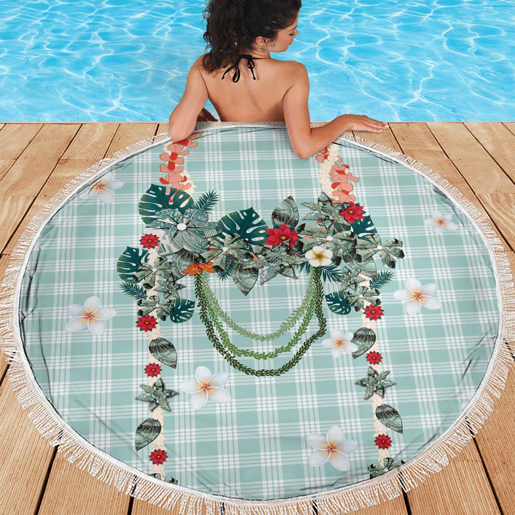 Turquoise Hawaiian Palaka Beach Blanket Kukui Nut Money Lei - Polynesian Pride