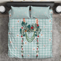 Turquoise Hawaiian Palaka Bedding Set Kukui Nut Money Lei - Polynesian Pride