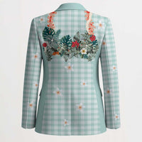 Turquoise Hawaiian Palaka Blazer Kukui Nut Money Lei - Polynesian Pride