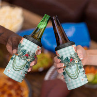 Turquoise Hawaiian Palaka 4 in 1 Can Cooler Tumbler Kukui Nut Money Lei - Polynesian Pride