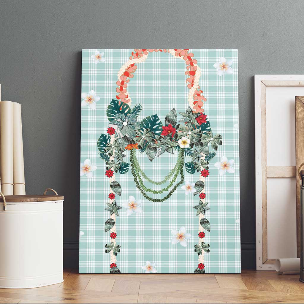 Turquoise Hawaiian Palaka Canvas Wall Art Kukui Nut Money Lei - Polynesian Pride