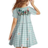 Turquoise Hawaiian Palaka Family Matching Short Sleeve Bodycon Dress and Hawaiian Shirt Kukui Nut Money Lei - Polynesian Pride