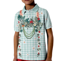 Turquoise Hawaiian Palaka Kid Polo Shirt Kukui Nut Money Lei - Polynesian Pride