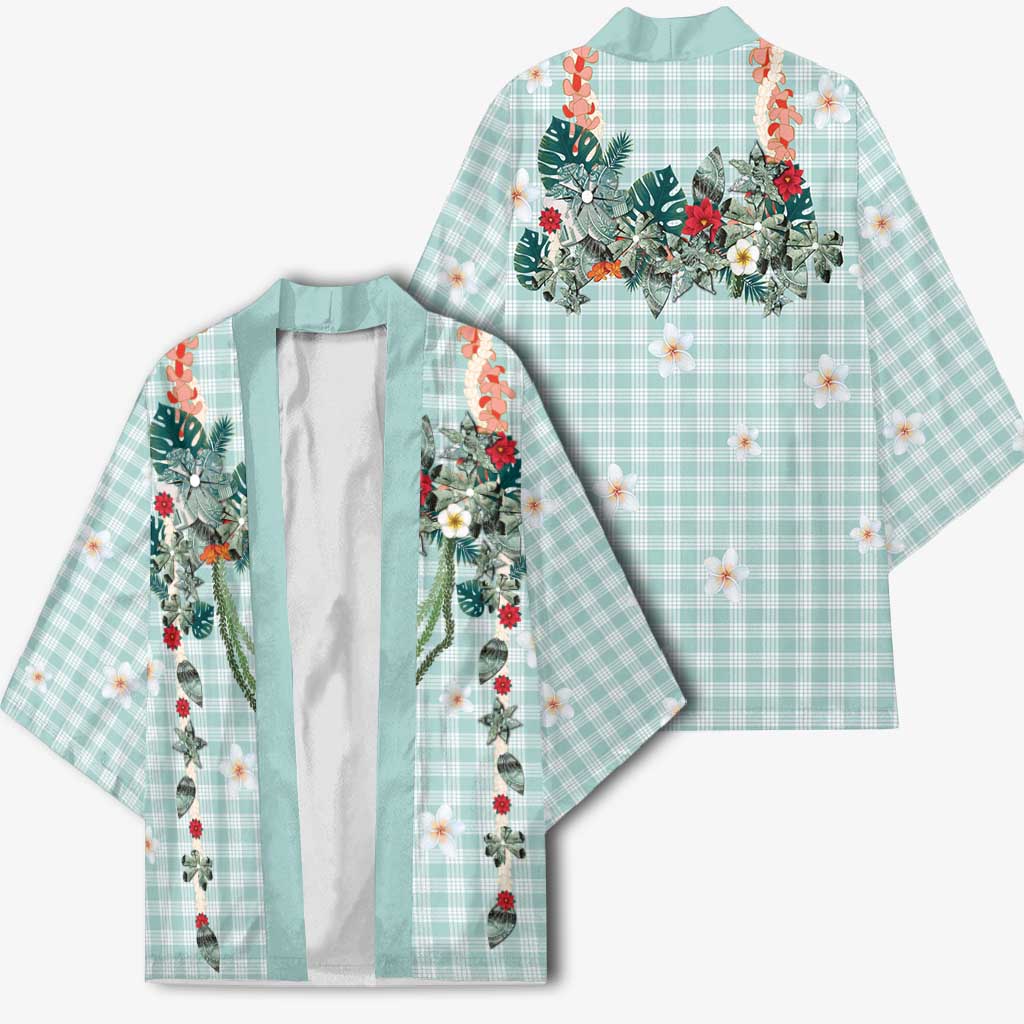 Turquoise Hawaiian Palaka Kimono Kukui Nut Money Lei - Polynesian Pride