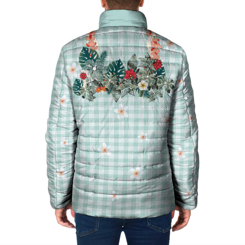 Turquoise Hawaiian Palaka Padded Jacket Kukui Nut Money Lei - Polynesian Pride
