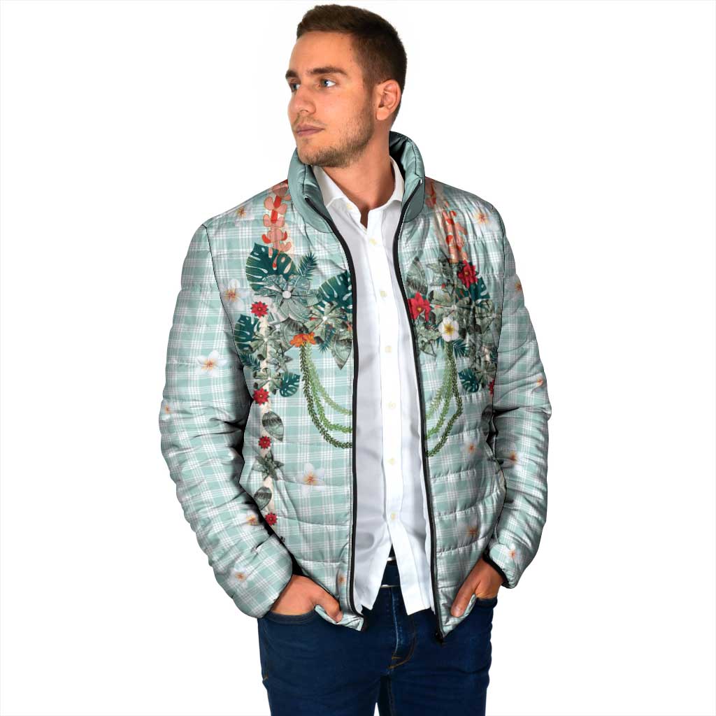 Turquoise Hawaiian Palaka Padded Jacket Kukui Nut Money Lei - Polynesian Pride