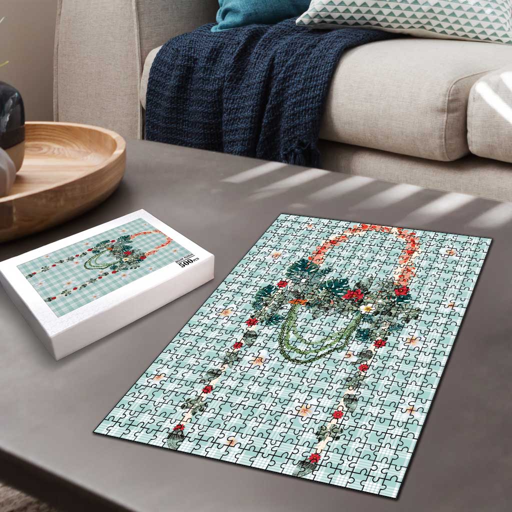 Turquoise Hawaiian Palaka Puzzle Kukui Nut Money Lei - Polynesian Pride