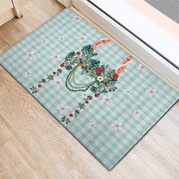 Turquoise Hawaiian Palaka Rubber Doormat Kukui Nut Money Lei - Polynesian Pride