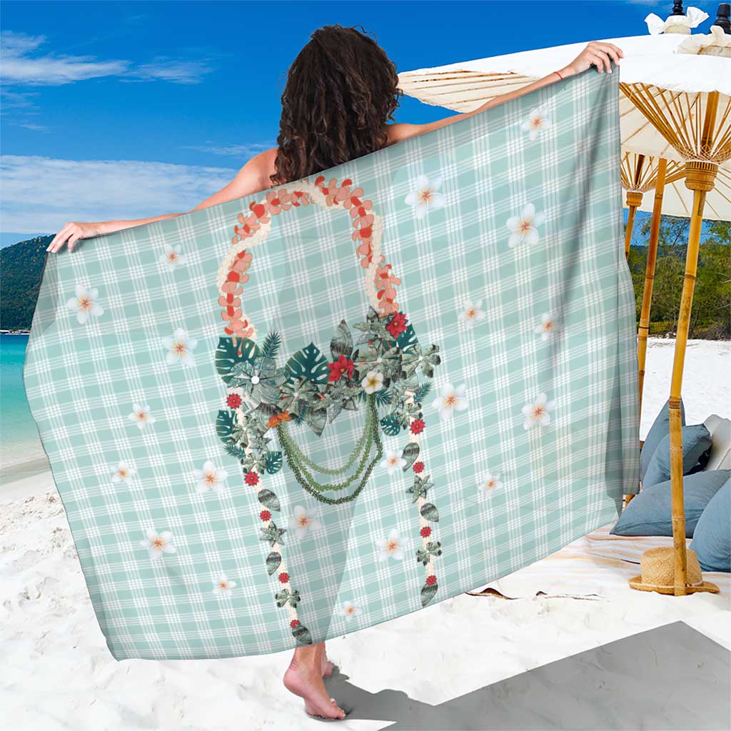 Turquoise Hawaiian Palaka Sarong Kukui Nut Money Lei - Polynesian Pride