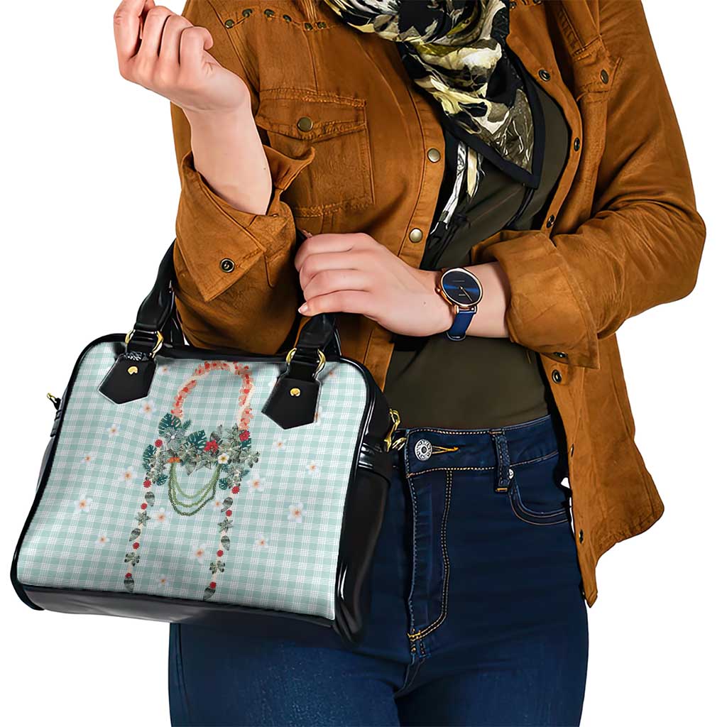 Turquoise Hawaiian Palaka Shoulder Handbag Kukui Nut Money Lei - Polynesian Pride