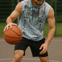 Turquoise Hawaiian Palaka Sleeveless Hoodie Kukui Nut Money Lei - Polynesian Pride