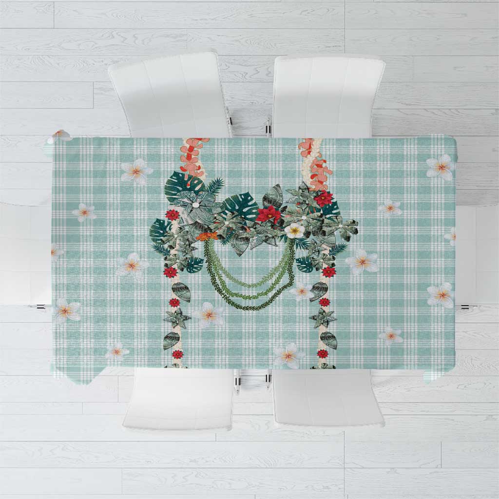 Turquoise Hawaiian Palaka Tablecloth Kukui Nut Money Lei - Polynesian Pride