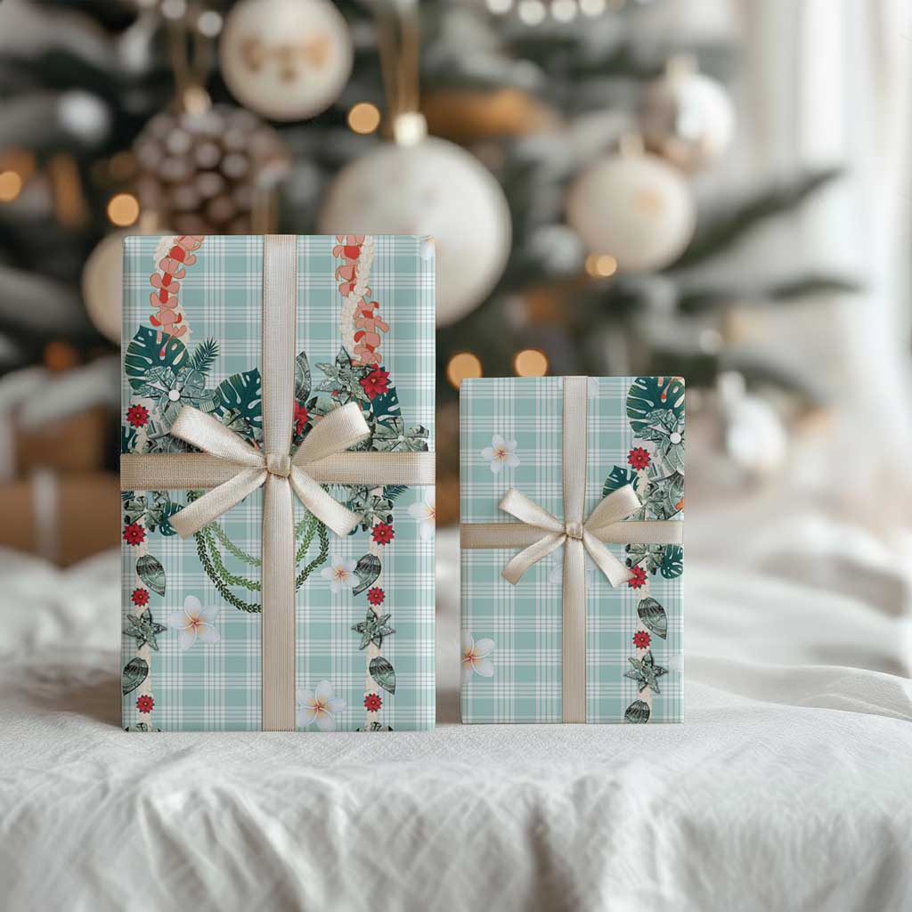 Turquoise Hawaiian Palaka Wrapping Paper Kukui Nut Money Lei - Polynesian Pride