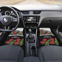 Meri Kirihimete Tuatara Car Mats New Zealand Fern with Puhutukawa Flowers