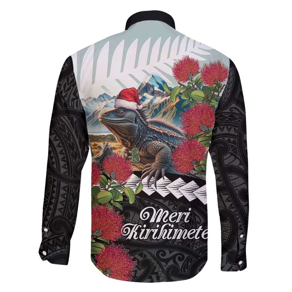 Meri Kirihimete Tuatara Family Matching Short Sleeve Bodycon Dress and Hawaiian Shirt New Zealand Fern with Puhutukawa Flowers