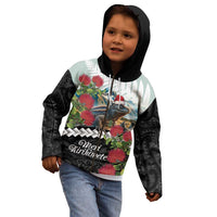 Meri Kirihimete Tuatara Kid Hoodie New Zealand Fern with Puhutukawa Flowers