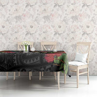 Meri Kirihimete Tuatara Tablecloth New Zealand Fern with Puhutukawa Flowers