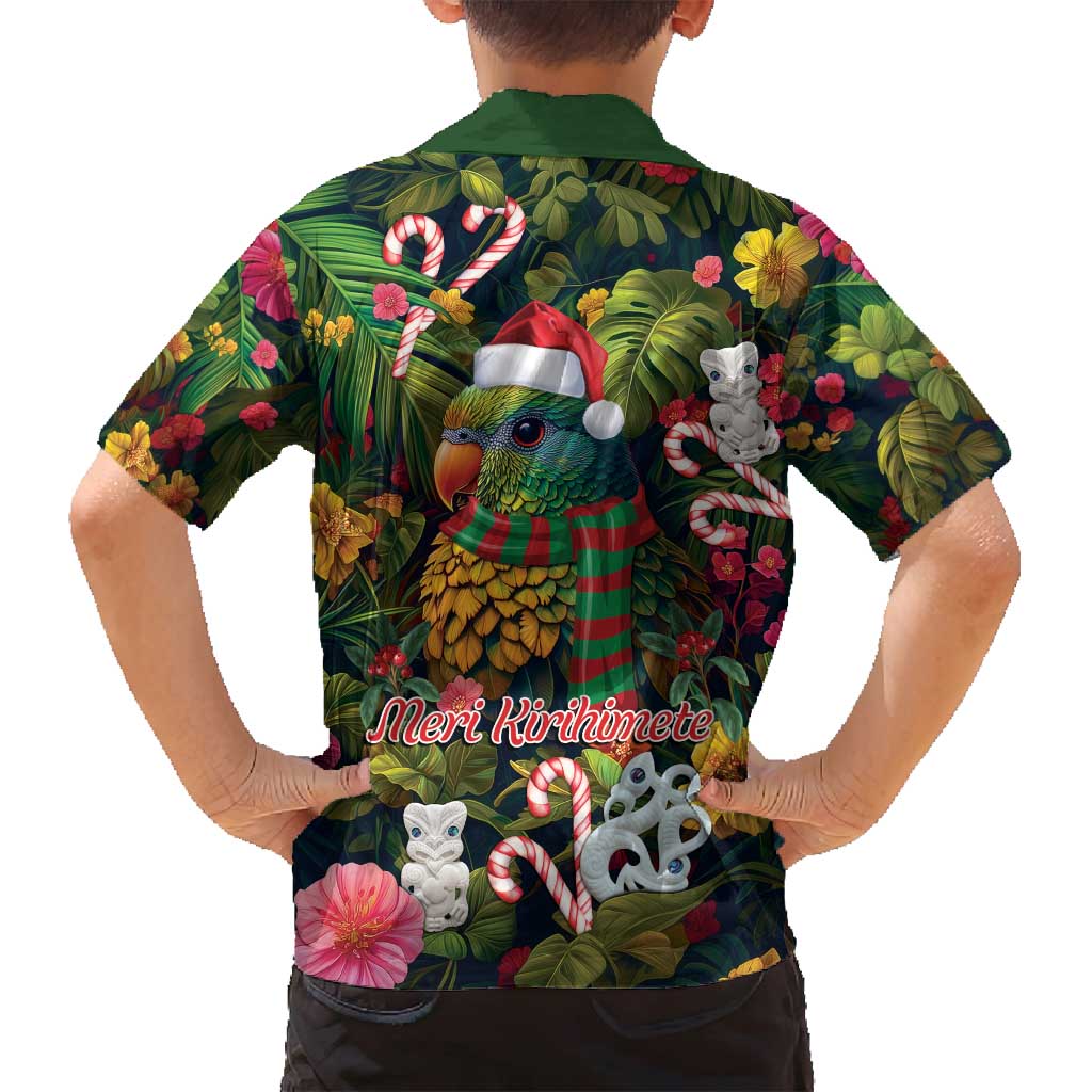 Meri Kirihimete Kakapo Santa Family Matching Long Sleeve Bodycon Dress and Hawaiian Shirt Merry Christmas with Tropical Vibe