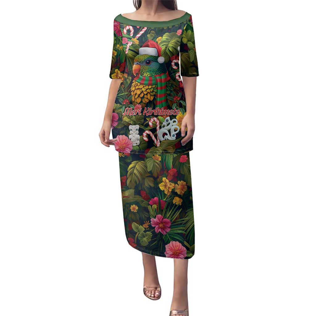 Meri Kirihimete Kakapo Santa Family Matching Puletasi and Hawaiian Shirt Merry Christmas with Tropical Vibe