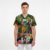 Meri Kirihimete Kakapo Santa Scrub Top Merry Christmas with Tropical Vibe - Polynesian Pride