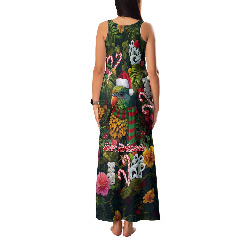 Meri Kirihimete Kakapo Santa Tank Maxi Dress Merry Christmas with Tropical Vibe