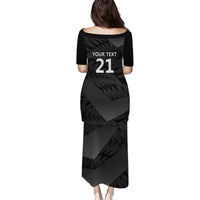 New Zealand Cricket Custom Puletasi Potae Pango Black Fern Pattern