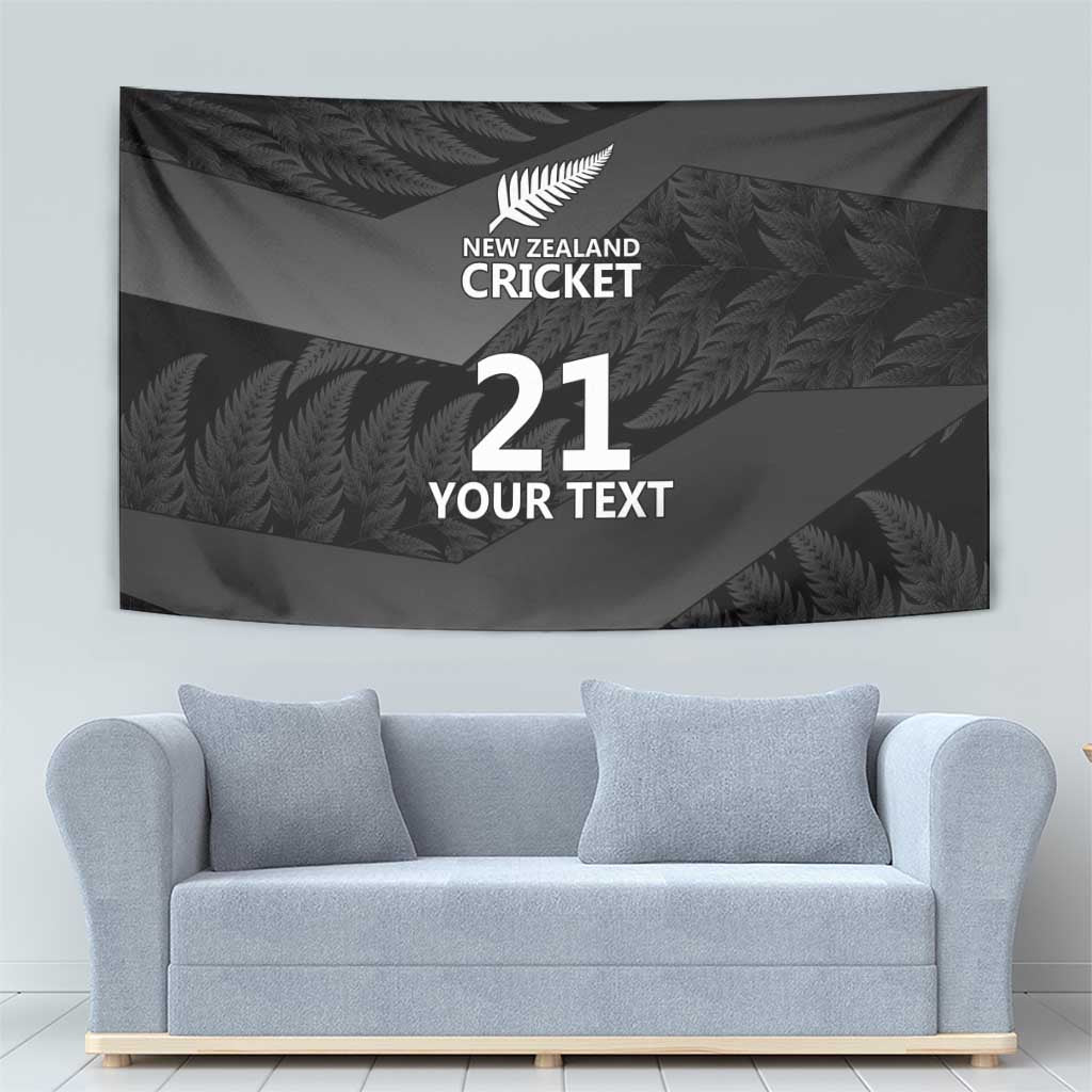 New Zealand Cricket Custom Tapestry Potae Pango Black Fern Pattern LT9 - Polynesian Pride