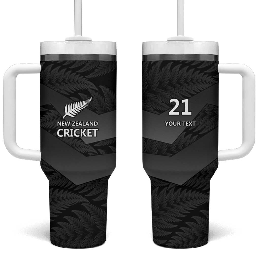 New Zealand Cricket Custom Tumbler With Handle Potae Pango Black Fern Pattern