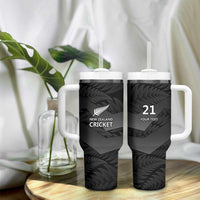 New Zealand Cricket Custom Tumbler With Handle Potae Pango Black Fern Pattern