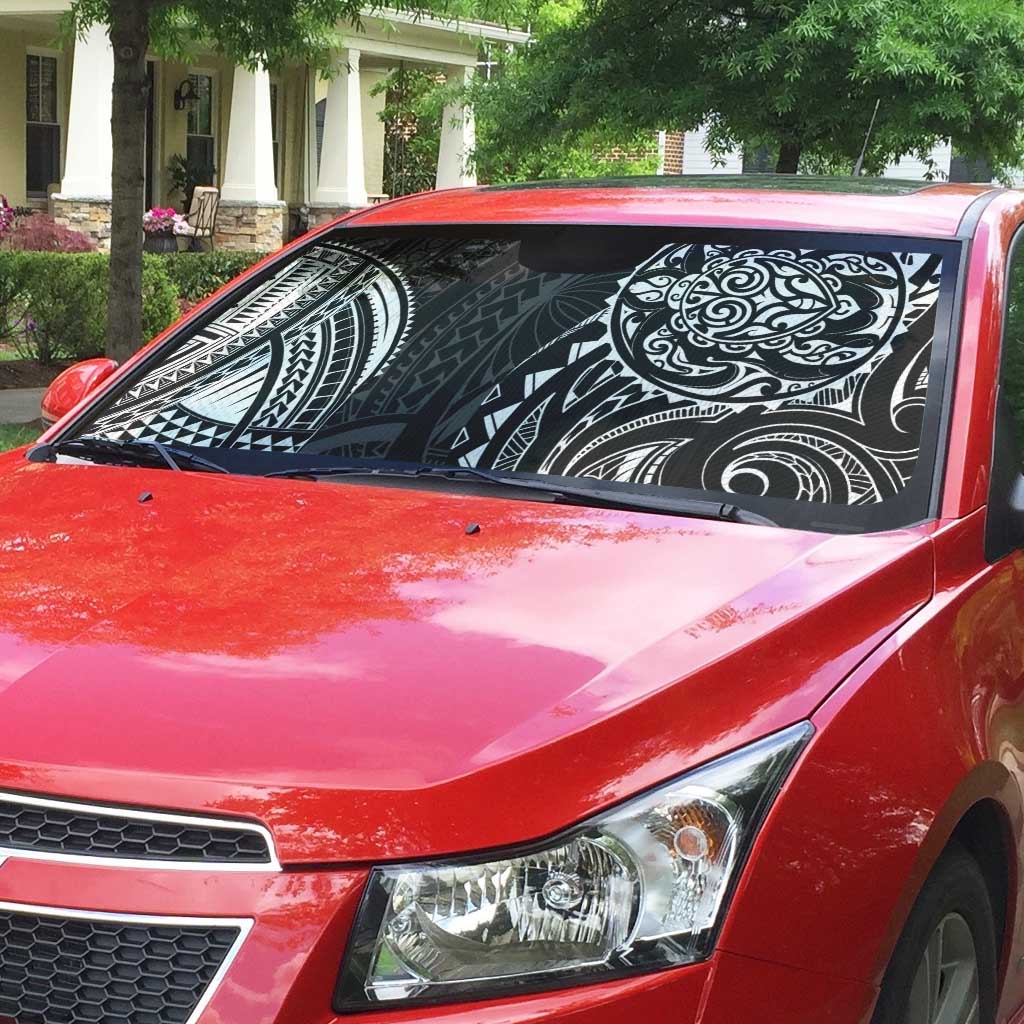 Polynesian Turtle Tribal Tattoo Auto Sun Shade Black Style - Polynesian Pride