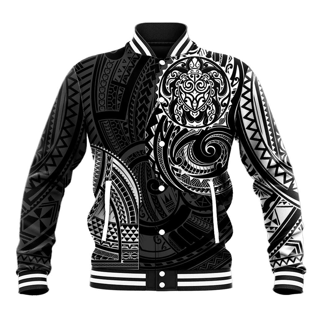 Polynesian Turtle Tribal Tattoo Baseball Jacket Black Style LT9 Unisex Black - Polynesian Pride