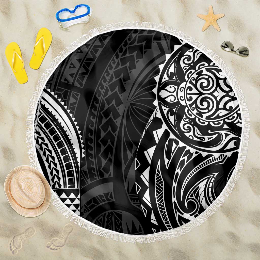 Polynesian Turtle Tribal Tattoo Beach Blanket Black Style LT9 One Size 150cm Black - Polynesian Pride