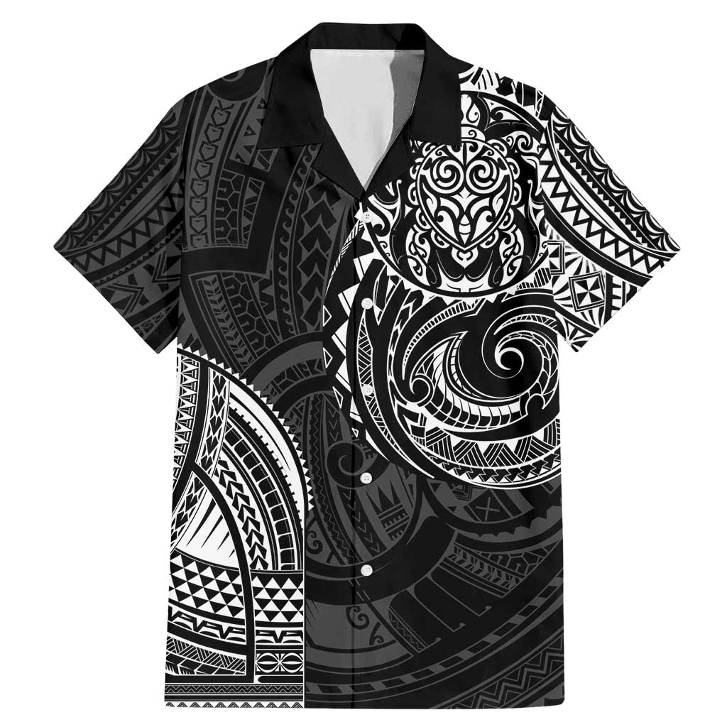Polynesian Turtle Tribal Tattoo Family Matching Mermaid Dress and Hawaiian Shirt Black Style