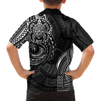 Polynesian Turtle Tribal Tattoo Family Matching Off The Shoulder Long Sleeve Dress and Hawaiian Shirt Black Style